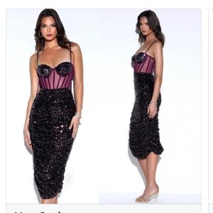 Miss circle sparkly sequin corset dress. Purple